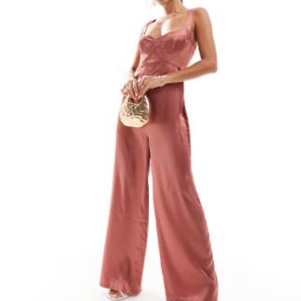 Elegant Satin Jumpsuit in Rose by ASOS